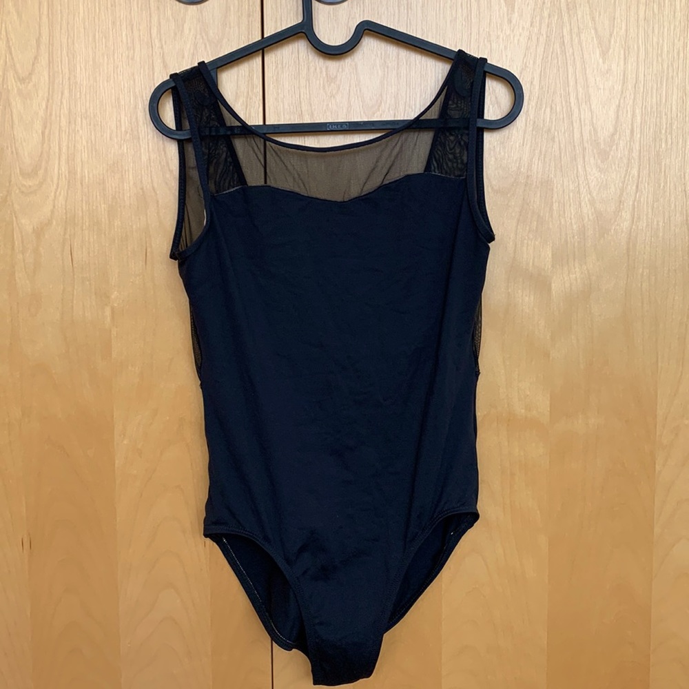 Black Mesh top and V back Natalie Leotard